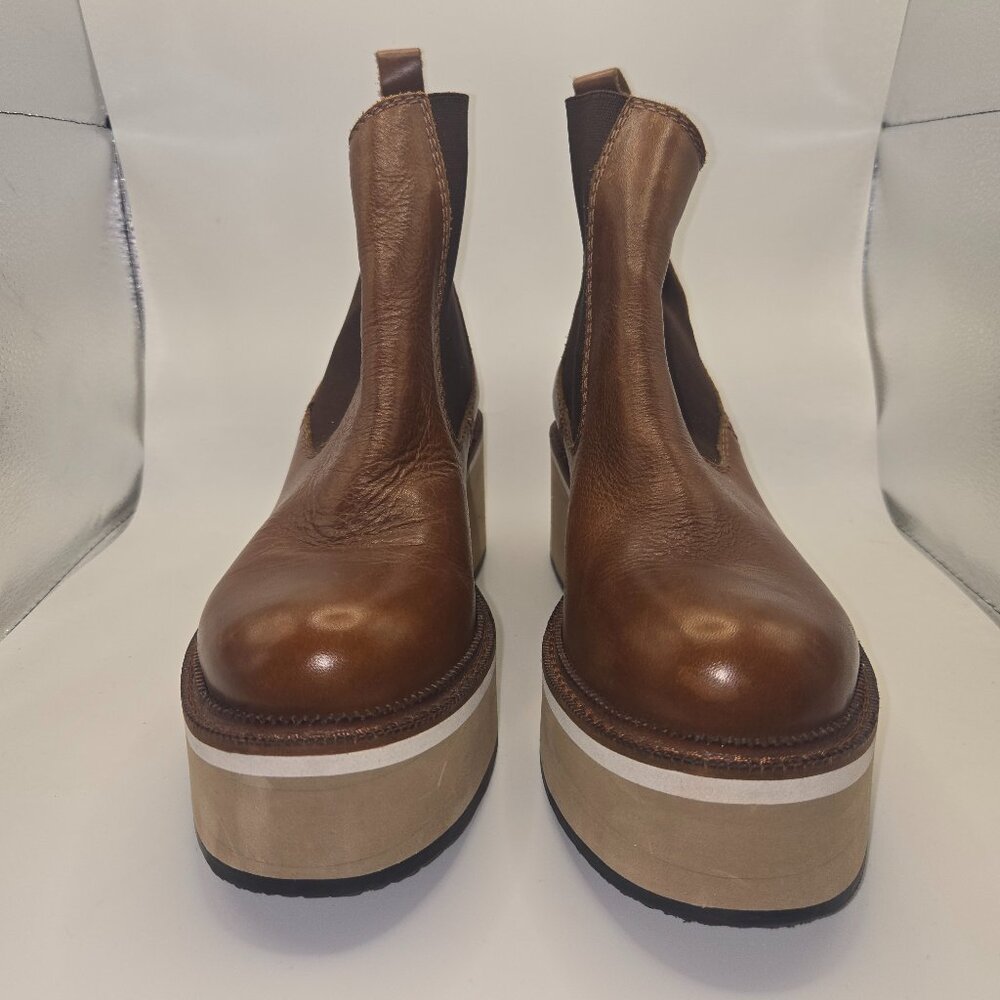 Diba True She Nah Women's Brown Leather Platform Chelsea Boots - Size 8.5